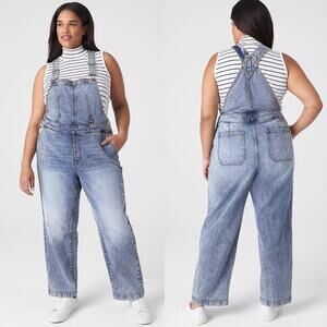 NEW Lane Bryant Straight Leg Denim Bib Overall Medium Wash Size 14 XL